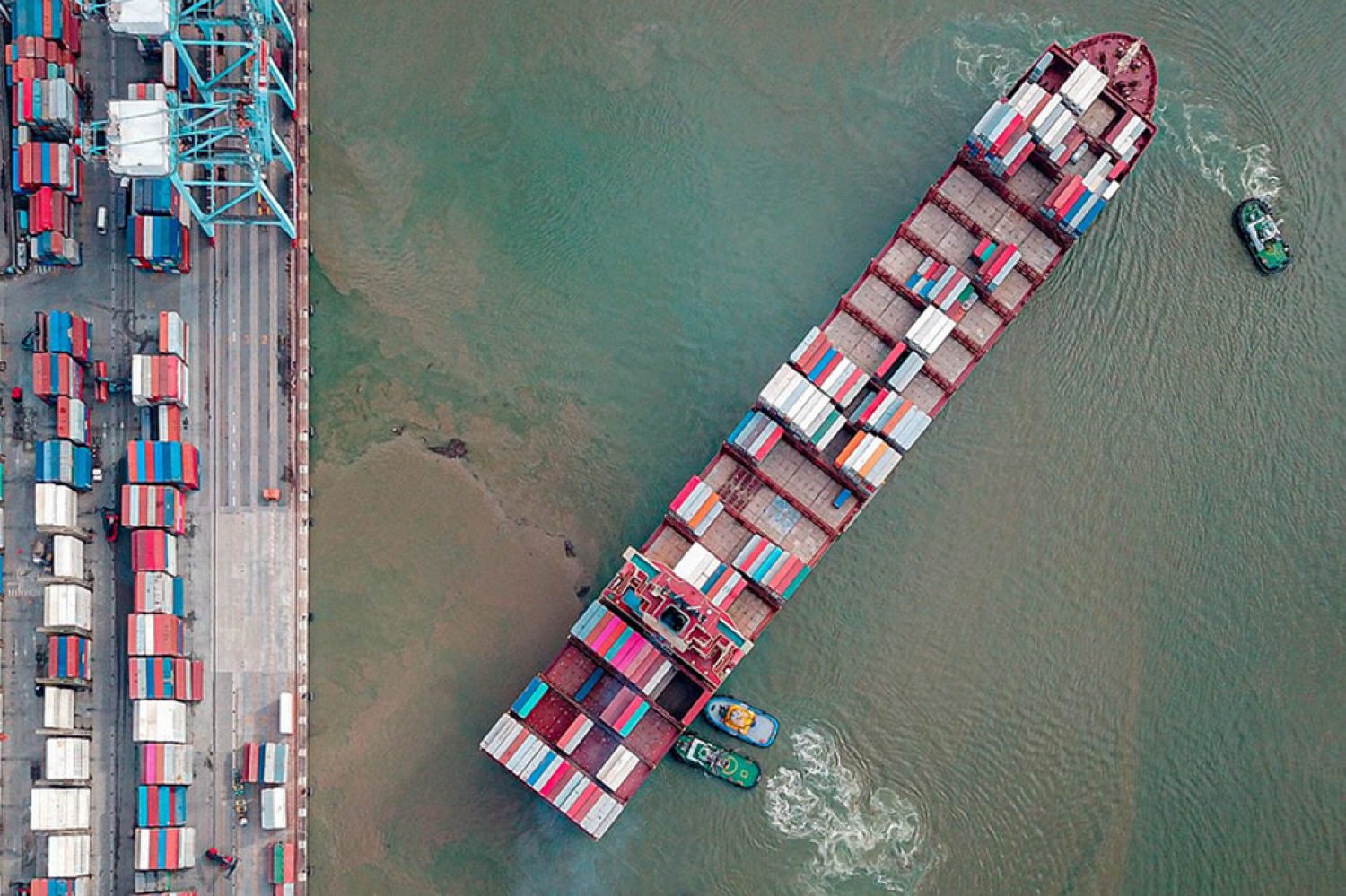 drone view of shipping containers