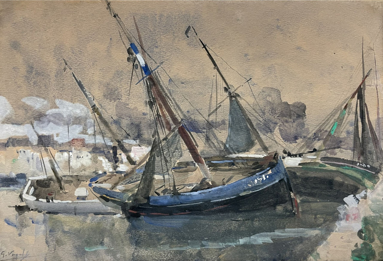 painting of ships